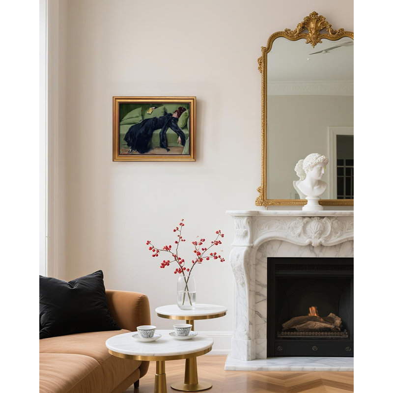 Retro Gold Framed Canvas Prints Wall Art, Vintage Bedroom Decor, Classical Trendy Woman Gallery Paintings Aesthetic Farmhouse Wall Decor For Bedroom Living Room Bathroom Shelf, 30x40cm - Closed Corner Frame Print on Canvas