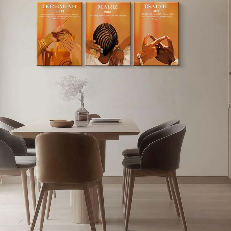 3 Piece Wrapped Canvas Print, 40 cm H x 90 cm W