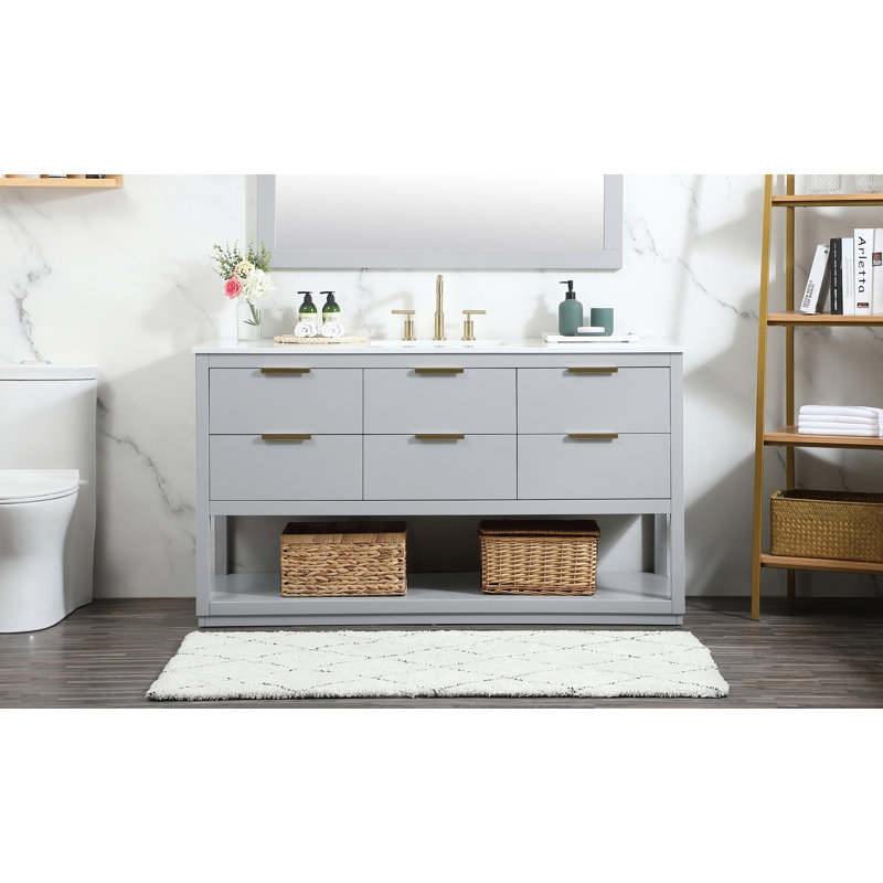 Felicity 60'' Single Bathroom Vanity with Engineered Marble Top, Gray