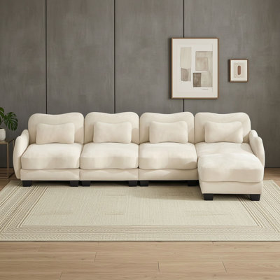 L-Shaped 4-Seater Sofa with 1 Movable Ottoman