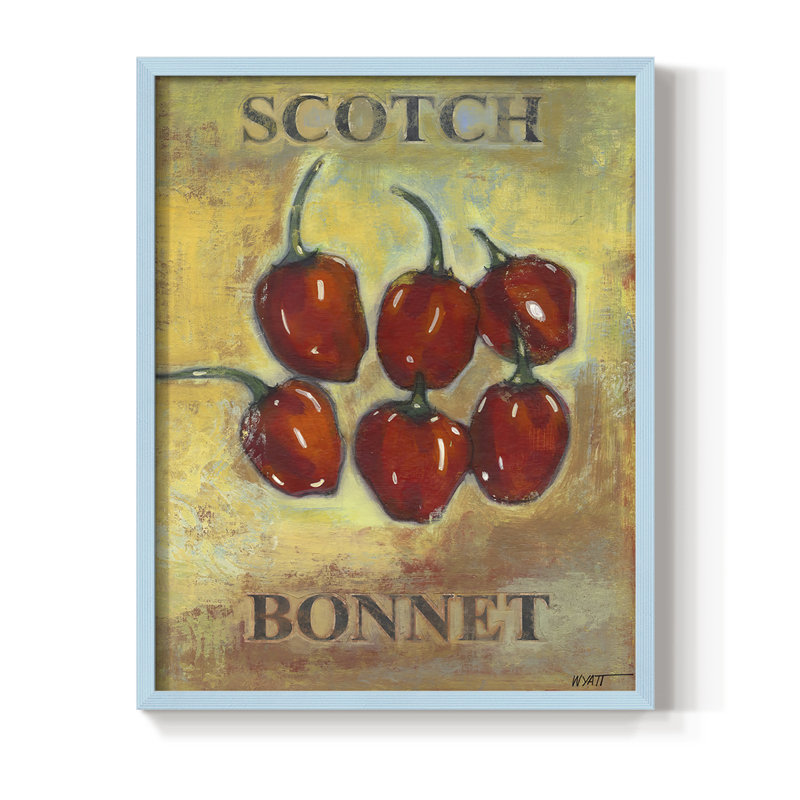 Scotch Bonnet, reproduction encadrée - bois massif, Bleu, H 30 po x l 24 po