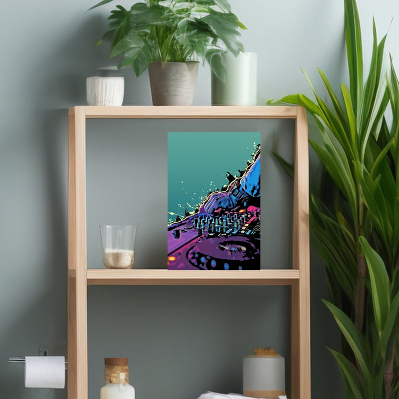 Electric Dj Mix Abstract Contemporary Wall Art Print 1 Piece Wrapped Canvas Wall Art, 45.72cm H x 30.48cm W