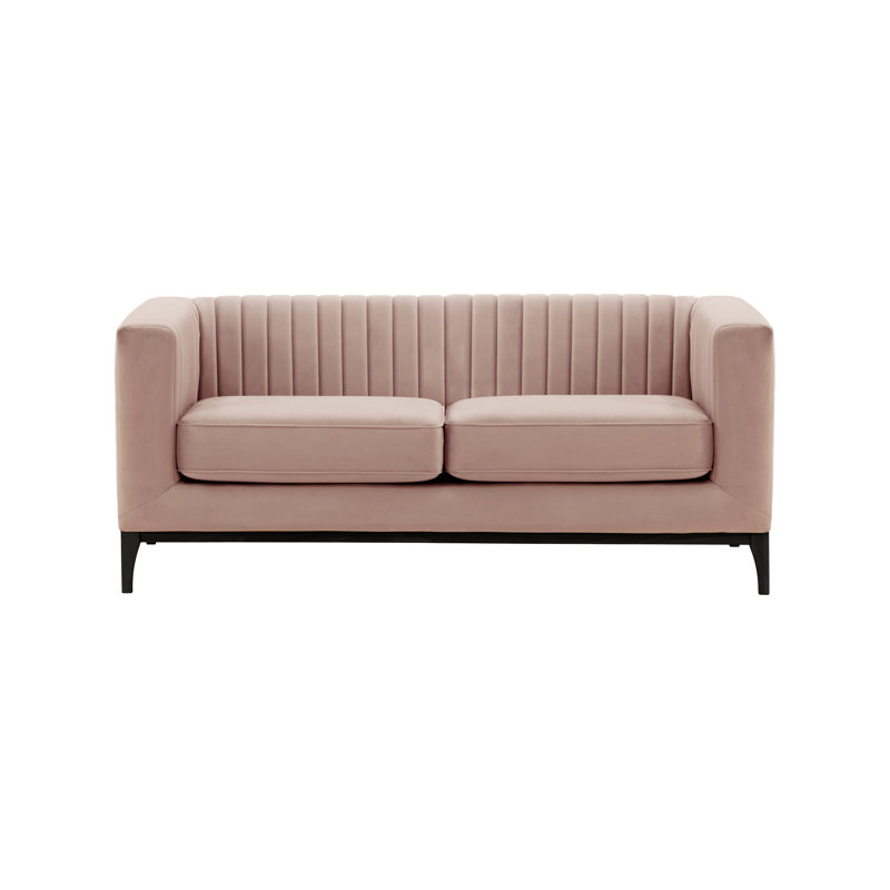 Buie Velvet Sofa, Pink, Black