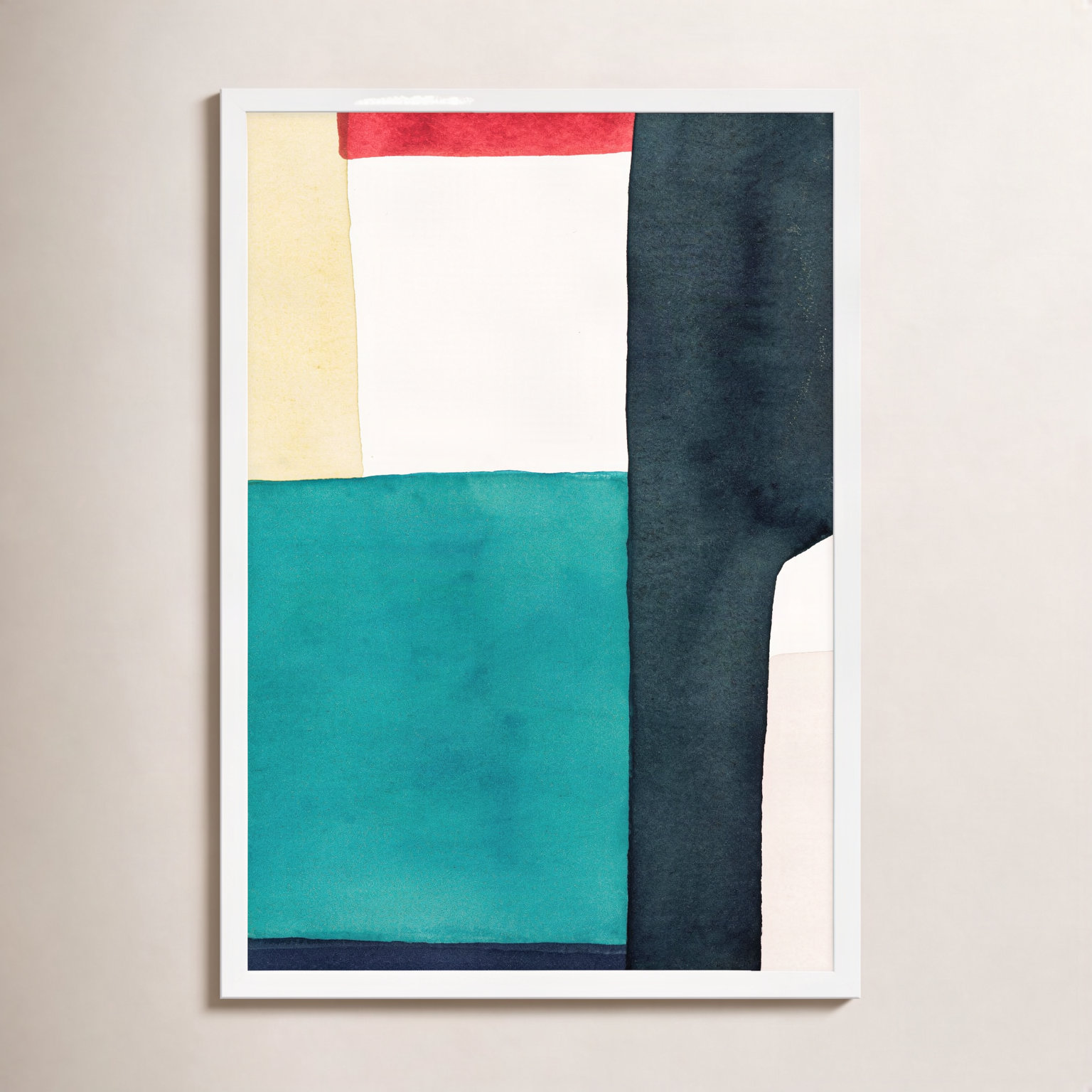 Layers Of Indigo by Julia Balfour, 38" H x 26.5" W x 1.25" D, White Picture Framed Paper