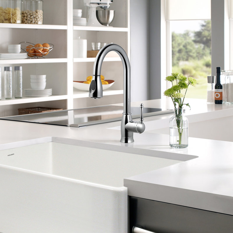 Houzer Camden Pull Down Kitchen Faucet, Polished Chrome