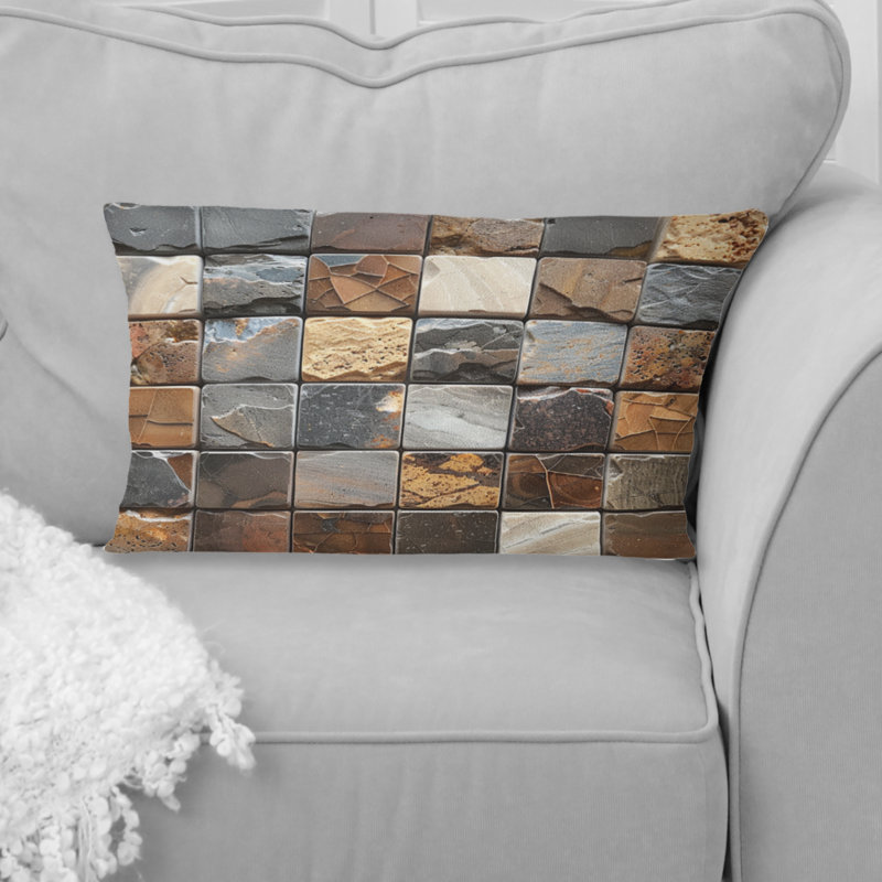 Carreaux de mosaïque brun brun V - Coussin lombaire moderne