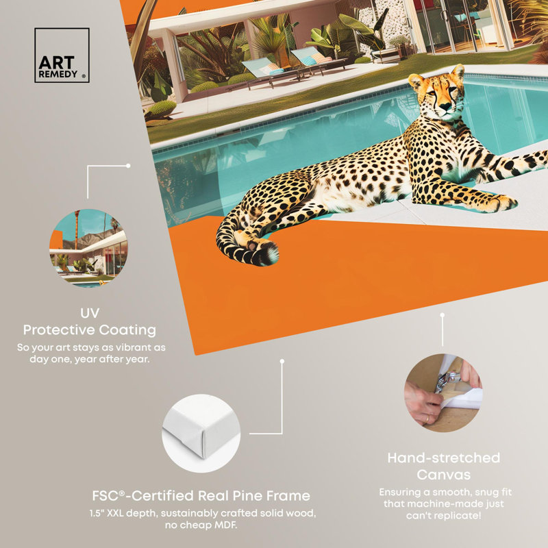 Art, art moderne, toile de tigre, guépard, H 15 po x l 10 po, Toile tendue