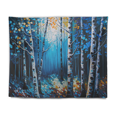 Tapisserie en polyester bleu Birch Forest II