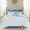 Édredon réversible en coton 8 pièces - bleu roi, imprimé botanique, broderie et passepoil, bleu roi facile à nettoyer, motifs géométriques floraux imprimés, rembourrage, entretien