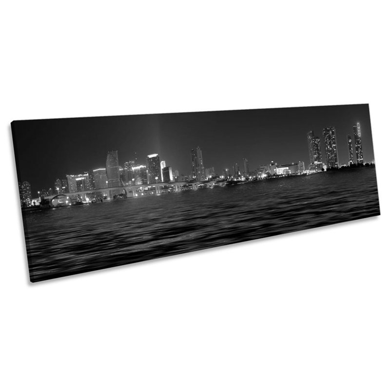 Miami Skyline City 1 Piece Wrapped Canvas Panoramic Wall Art, 60.96cm H x 182.88cm W x 4cm D