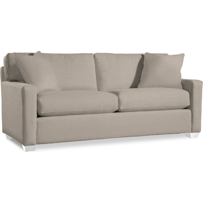 Ellora 81'' Upholstered Sofa, Beige Performance Fabric; 0851-73, Frost White Finish