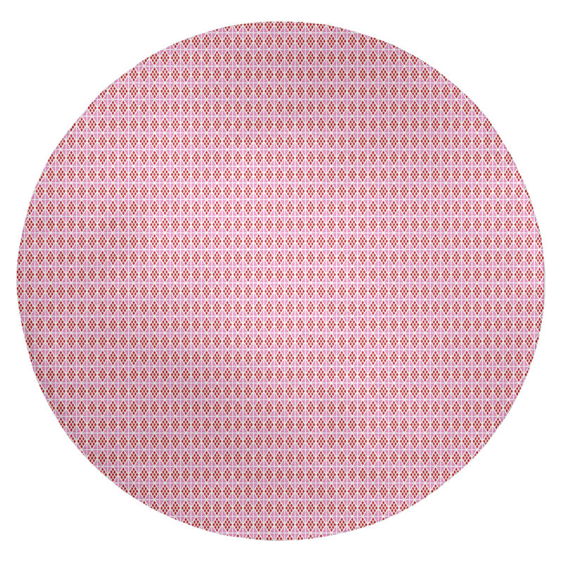 Tapis rose/rouge fait main géométrique, Rond 5 pi