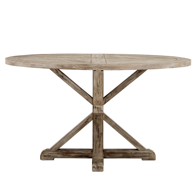 Table de salle à manger à piédestal Deane, L 54 po x l 54 po, Chêne gris antique