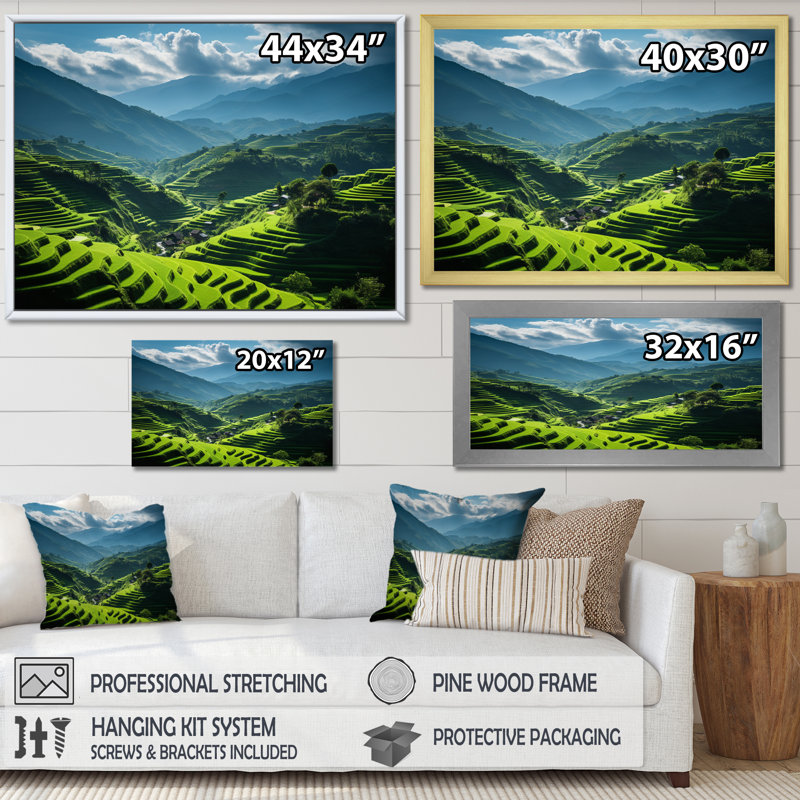 Champ de riz vietnamien Terrace - II, H 34 po x l 44 po x P 1,5 po, Toile tendue