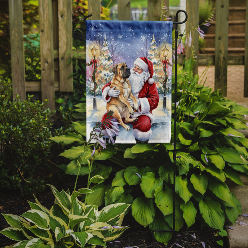 Mastiff avec le drapeau du jardin du père Noël, Taille du jardin, Mastiff