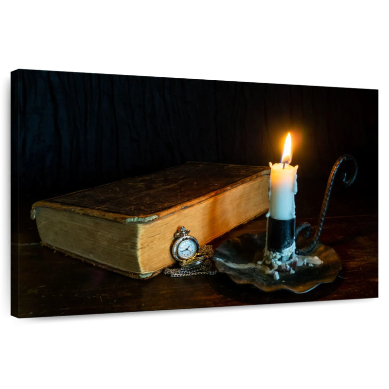 Kerner Ancient Bible And Candle, 26" H x 39" W