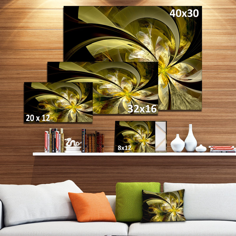 «Bright Golden Fractal Flower Design», impression sur toile tendue, H 16 po x l 32 po x P 1 po