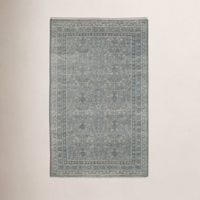 Tapis d'intérieur en laine noué à la main Zuri, Rectangle 8 pi 9 po x 11 pi 9 po