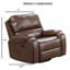 Fauteuil inclinable de style transitionnel avec poignées surdimensionnées avec accoudoirs à têtes de clou et coussin supérieur