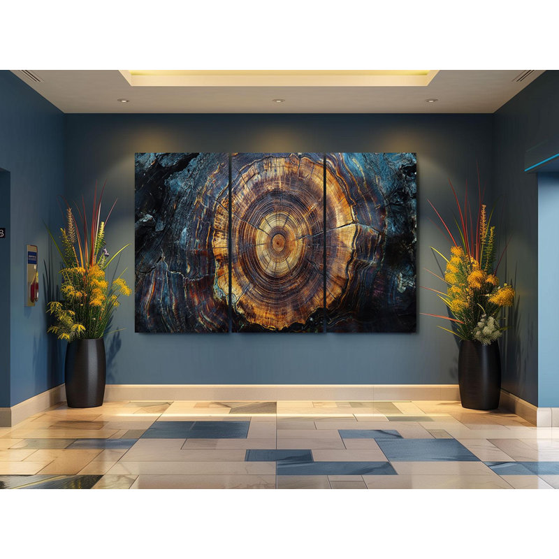 «Triptych Canvas Wall Art - Petrified Wood Triptych», ensemble d'art mural, H 20 po x l 30 po