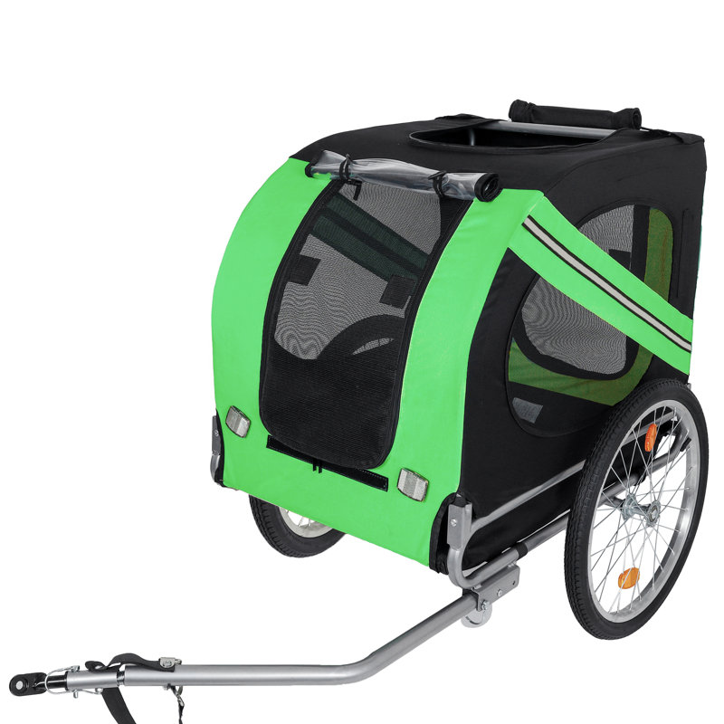 Grande remorque à vélo pliante pour chiens, Noir/vert