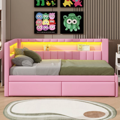 Entirely Upholstered Platform Bed With USB Connectivity, LED Accent Lighting, And Drawers by Ivy Bronx
