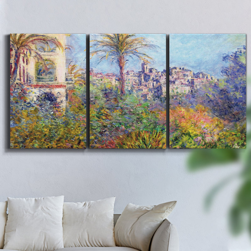 Le déjeuner, ensemble de 3 pièces encadrées sur toile par Monet, H 60 po x l 120 po x P 2 po