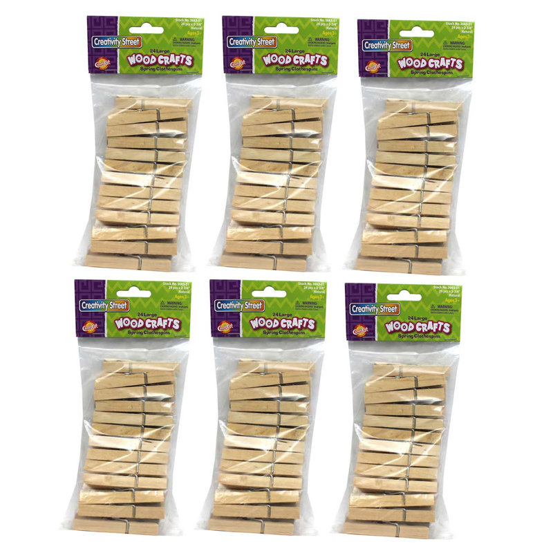 Épingles à linge à ressort de créativité, grande, 2 3/4 po, paquet de 24, paquet de 6