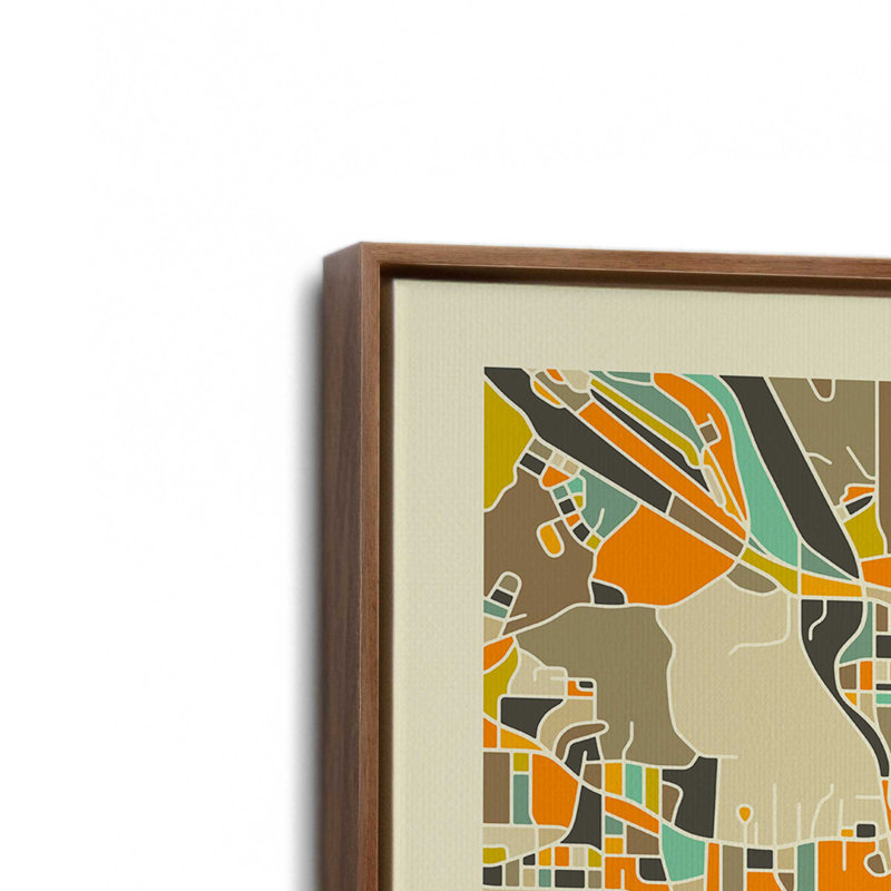 «Atlanta Map» par Jazzberry, reproduction d'art bleue, H 20 po x l 20 po, Impression encadrée sans passe-partout, Brun