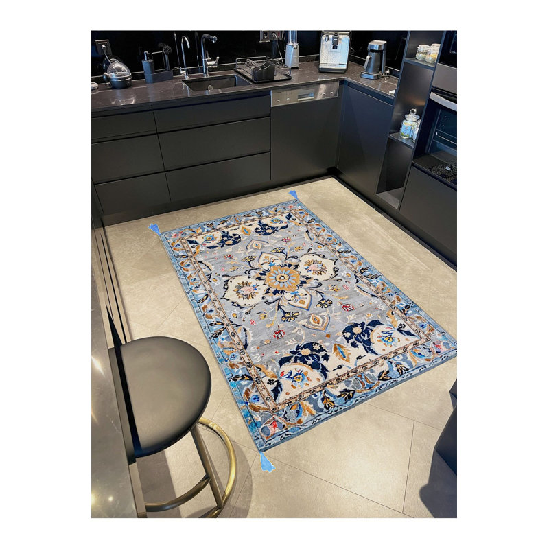 Tapis décoratif à motif tissé à motif traditionnel gris de la collection Tokyo, Tapis de couloir 3 pi 3 po x 9 pi 10 po