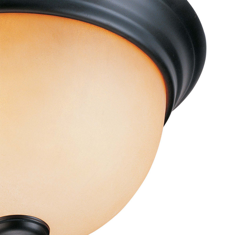 Rainier 2-Light 13" Foundry Bronze Indoor Simple Bowl Flush Mount with Sandstone Glass