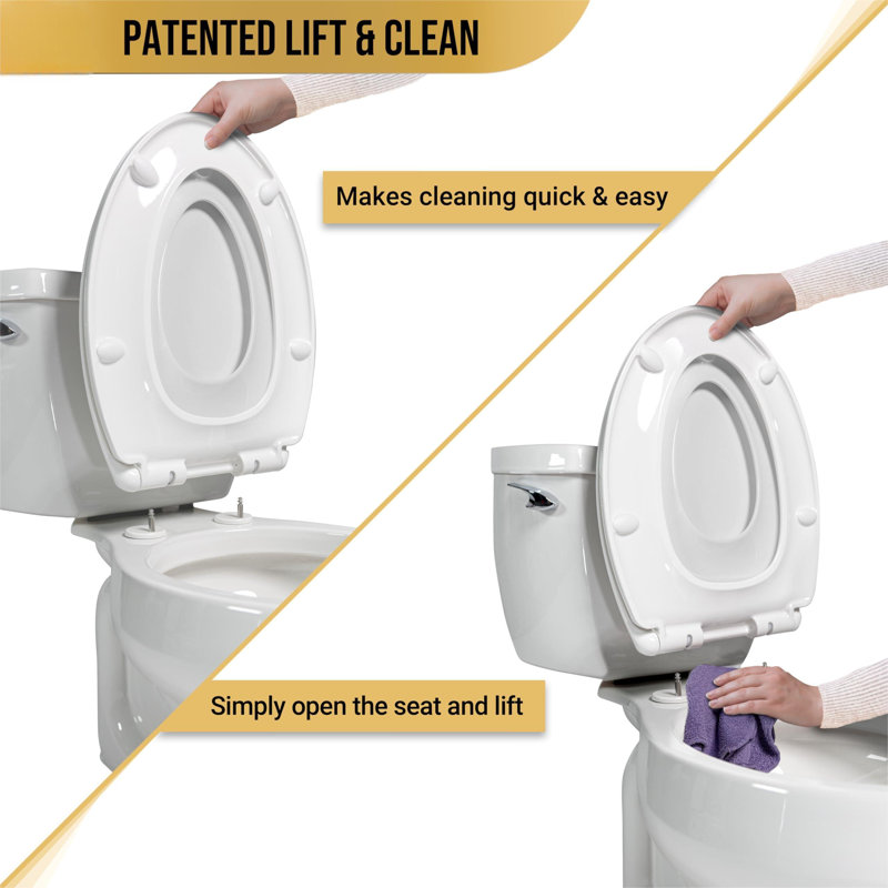 Slow Close Toilet Seat  White Elongated, Stain-Resistant And Easy To Keep Clean, Heavy Duty Fits All Toilet Brands