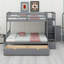 Lit superposé polyvalent avec couchette inférieure convertible, tablettes de rangement intégrées et tiroirs pour des solutions de chambre à coucher peu encombrantes-1238203502