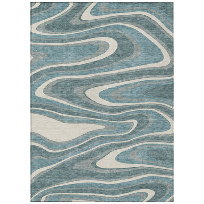 Machine Washable Indoor/Outdoor Chantille ACN2493 Abstract Rug