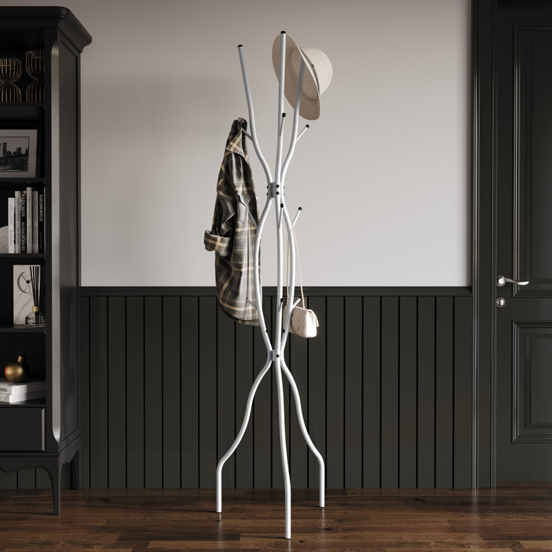 Porte-manteau autoportant en métal blanc, Blanc
