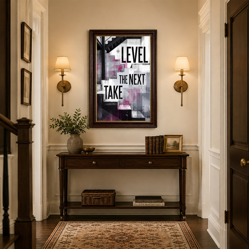 Art mural sur toile noir et rose, 24"H x 16"W