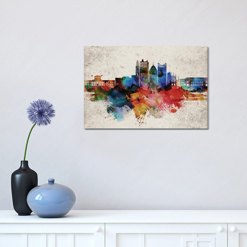 Columbus Abstract 1 Piece Wrapped Canvas Wall Art, 20.32cm H x 30.48cm W x 1.905cm D