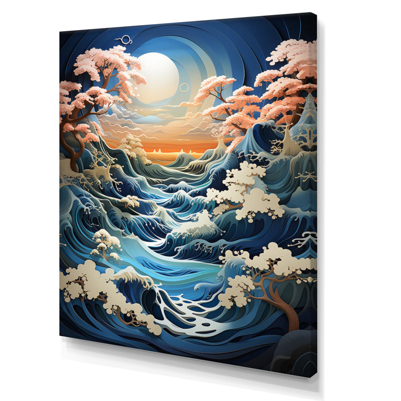 Iceberg sarcelle orange majestueux - imprimé, H 20 po x l 12 po x P 1 po, Toile tendue