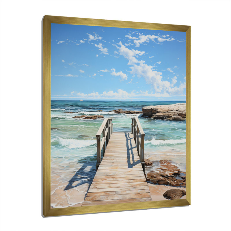 Impression sur toile encadrée «poids et quai», H 32 po x l 24 po x P 1 po, Encadrement doré
