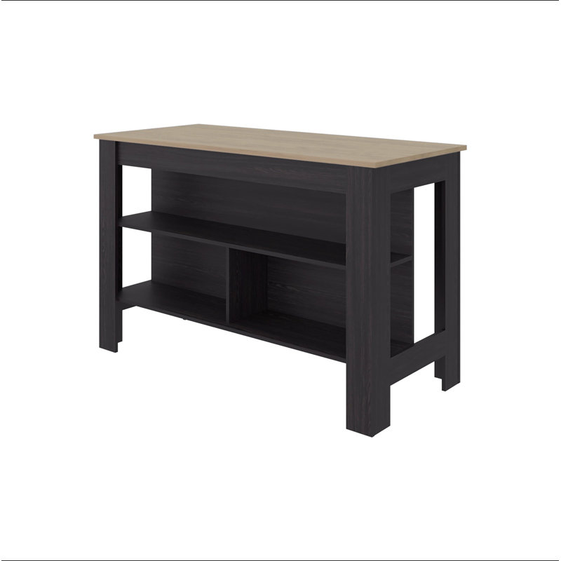 Wenge Open Storage Kitchen Island, 35.4" H x 54.4" W x 25.2" D