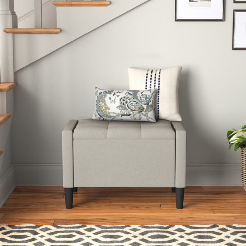 Banc de rangement rembourré Friesen, Beige, H 19,4 po x l 29 po x P 18,3 po