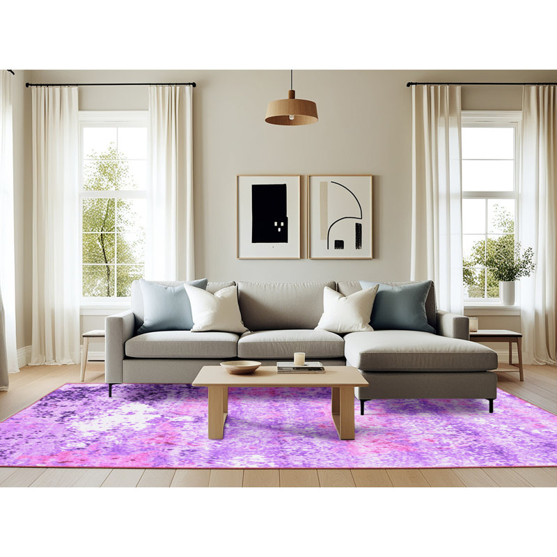 Washable Abstract Indoor Rug, Rectangle 6' x 9'