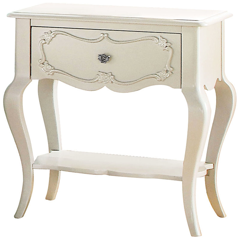 Table de chevet avec tablette Pearl White 1