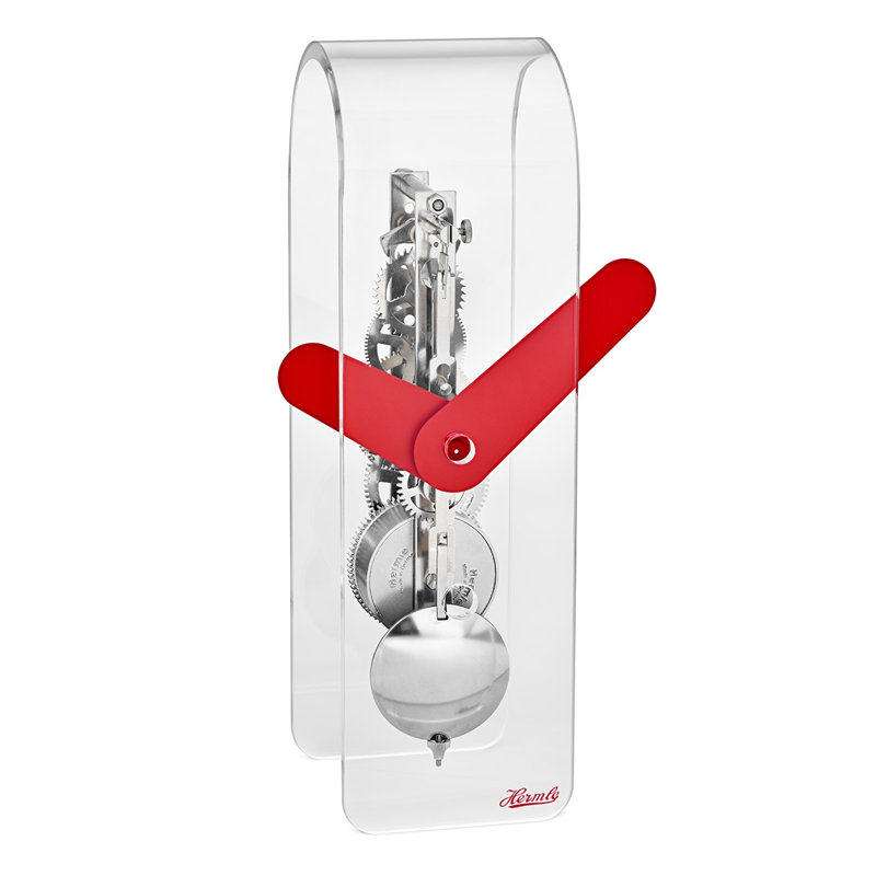 Hermle Miles Mechanical Blue/brass 9" Mantel Clock, Red/silver