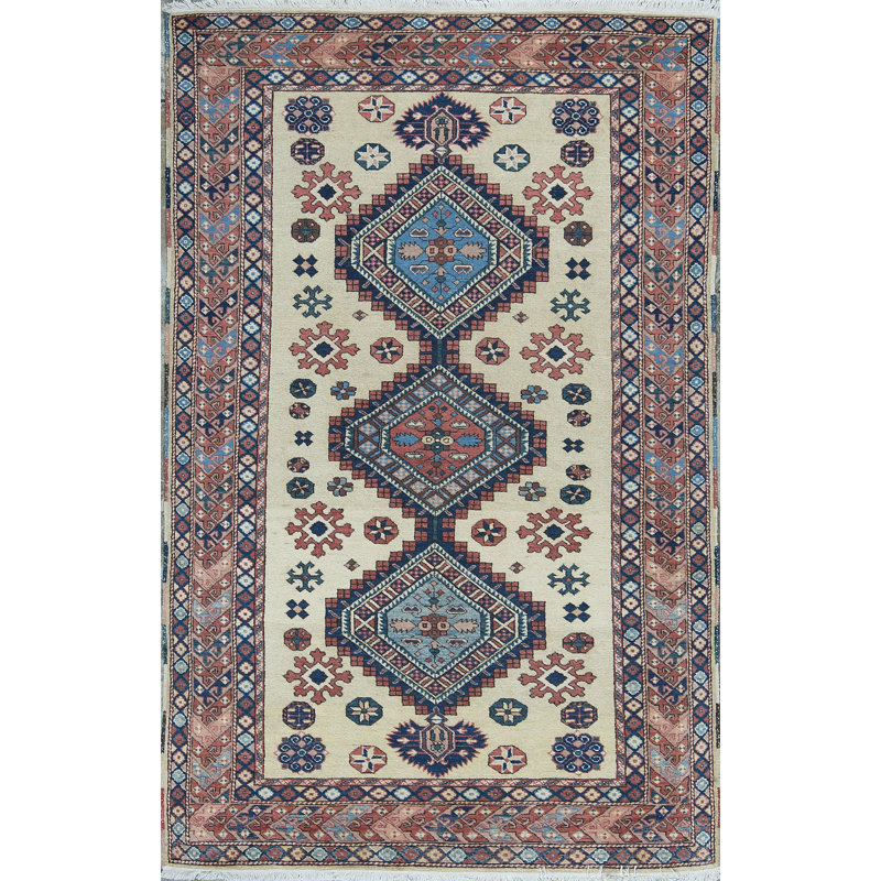 Tapis orange et beige noué à la main de haute qualité