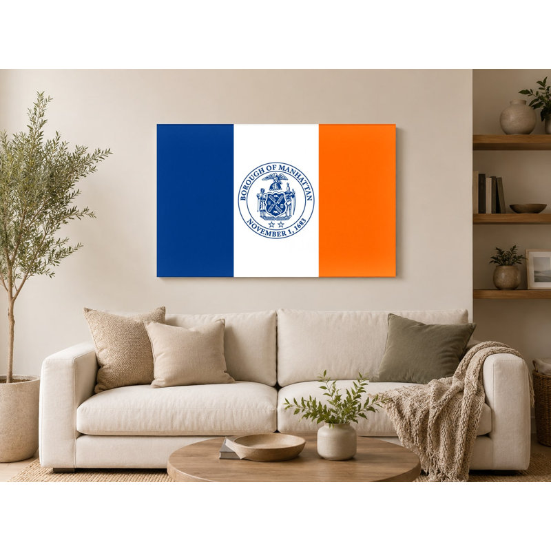 «Manhattan City Flag - Borough of Manhattan NYC», art mural sur toile, H 20 po x l 30 po