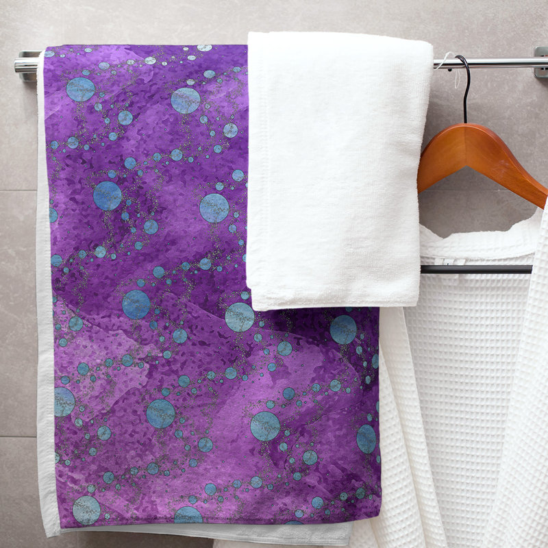 Serviette de bain Planets and Stars, Bleu / violet