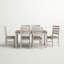 Ensemble de table de salle à manger de 7 pièces Mereworth | rectangulaire avec plateau en bois et 6 chaises à dossier en échelle | Brun blanc patiné bicolore-239113392-243214018