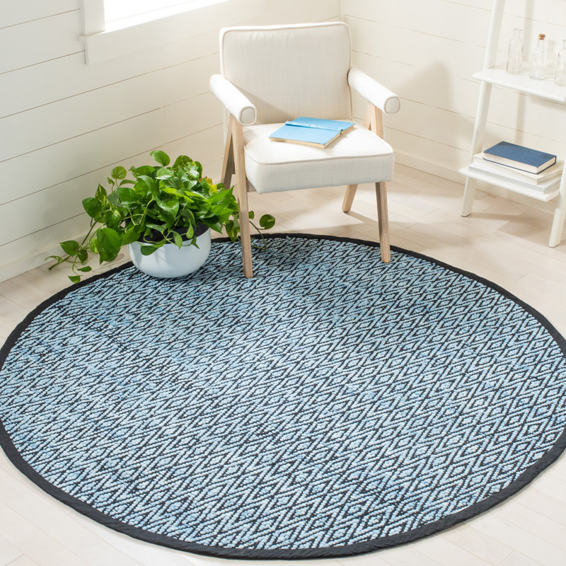 Montauk Hand Woven Performance Geometric Rug, Round 6'