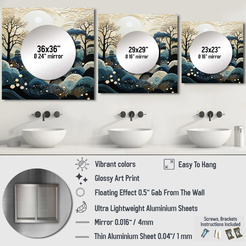 Art mural miroir Quineshia, 23 po x 23 po